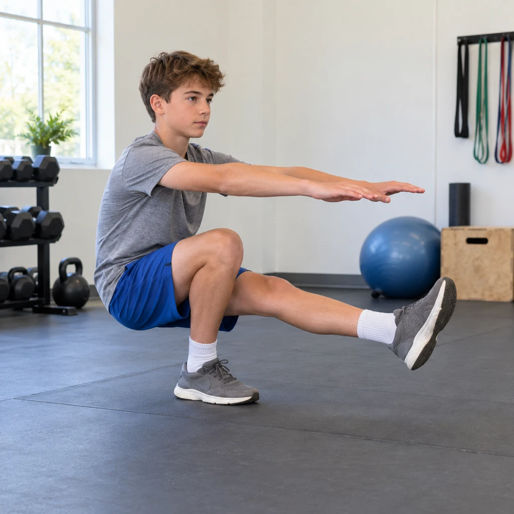 Pistol squats, right leg